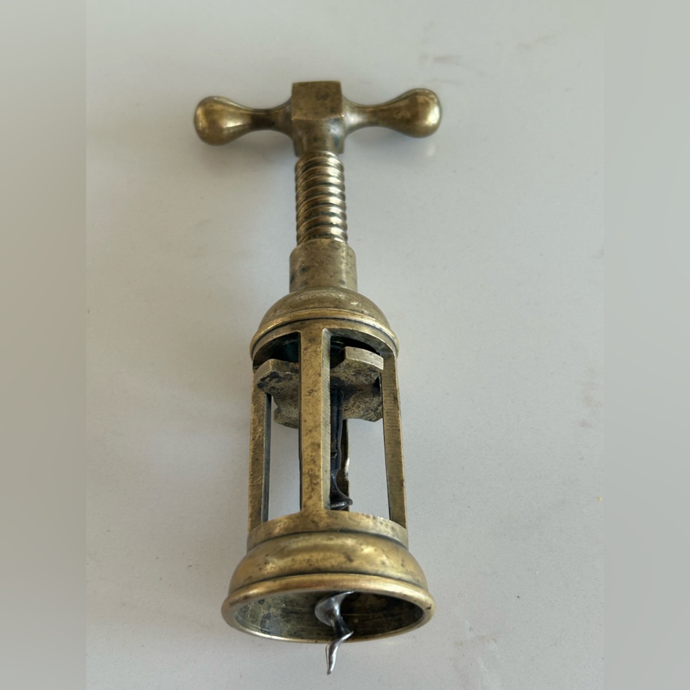 Vintage Italian Brass Four Column Corkscrew, Mid Century Barware , circa 1960s
